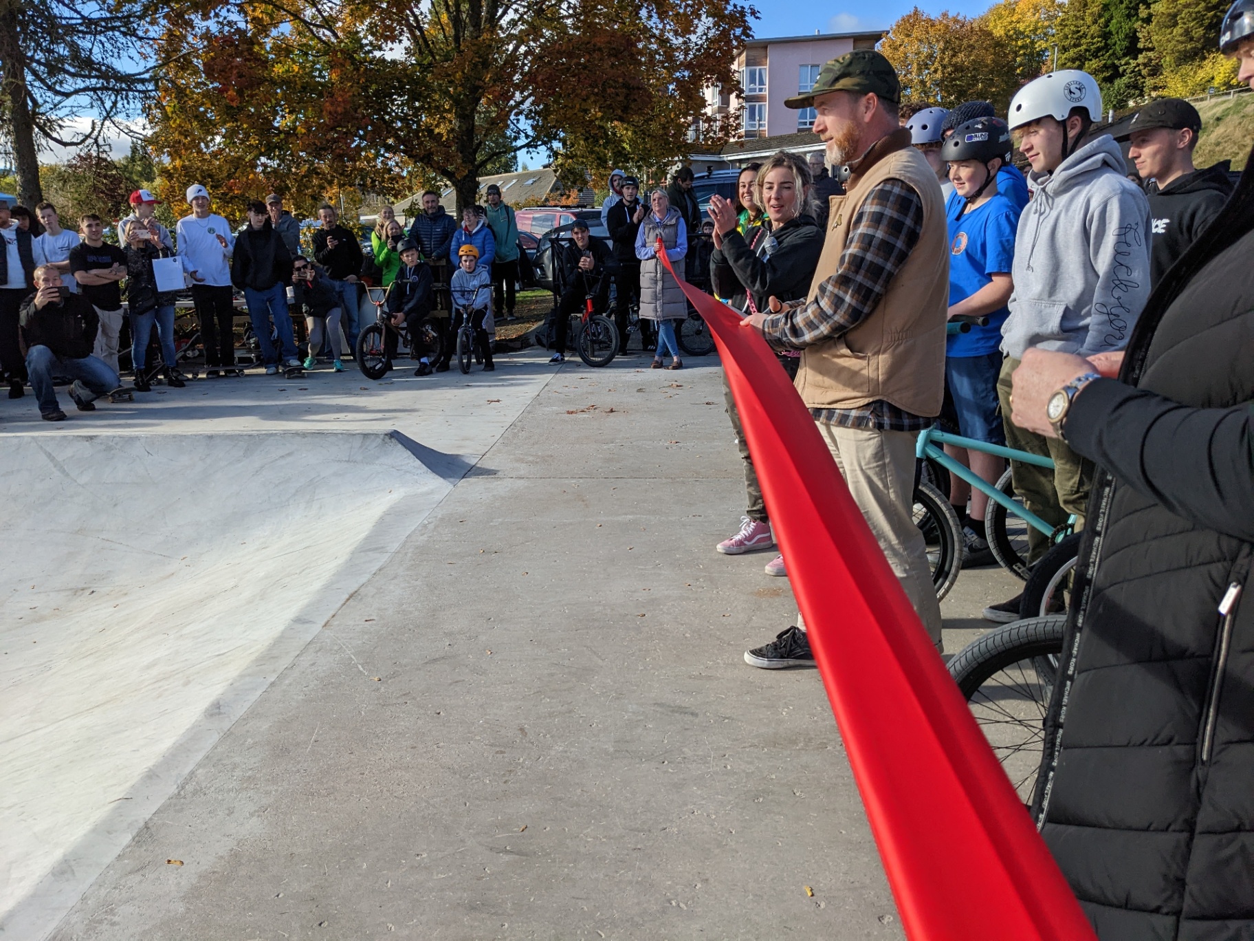 Ribbon cutting at the official Banchory Skatepark opening